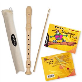 Kit de démarrage avec flûte à bec + manuel d'apprentissage : Flûte à bec soprano Tuyama TFS-06B en ABS robuste (doigté baroque)  Kit de démarrage avec flûte à bec + manuel d'apprentissage : Flûte à bec soprano Tuyama TFS-06B en ABS robuste (doigté baroque)