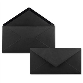 Lot de 25 enveloppes à lettre - Noir - DIN long - 110 x 220 mm (11 x 22 cm) - Fermeture humide sans fenêtre - Idéal pour cartes  Lot de 25 enveloppes à lettre - Noir - DIN long - 110 x 220 mm (11 x 22 cm) - Fermeture humide sans fenêtre - Idéal pour cartes