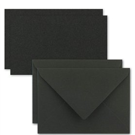 Lot de 25 enveloppes cartographiques en papier kraft pour cartes simples - DIN A7 - 10,5 x 7,3 cm - 240 g/m² - Noir avec envelop Lot de 25 enveloppes cartographiques en papier kraft pour cartes simples - DIN A7 - 10