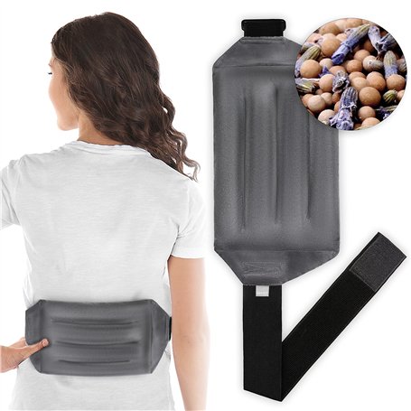 ICEHOF Coussin chauffant pour le dos et le ventre à la lavande - Avec bande Velcro - Chaleur longue durée