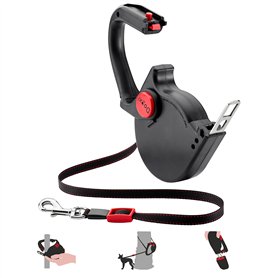 Dogxi Laisse Multifonction à Enrouleur 5m extractible poignée Rabattable pour Une Fixation Confortable Clip pour Le Transport sû