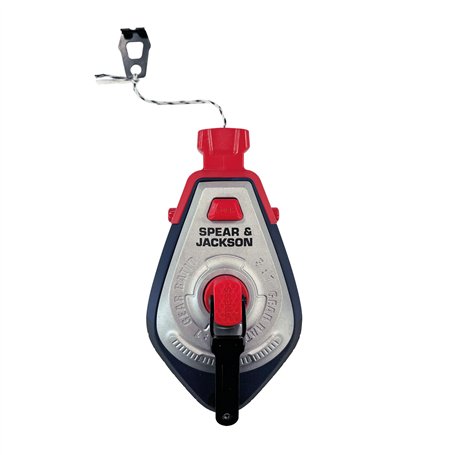 Spear & Jackson CHALKLINE – Ligne de Traçage en Aluminium 30 m-100 pieds – Enrouleur Rapide avec Poudre de Craie