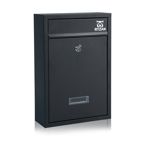 RYZAN Boîte aux lettres murale en acier moderne avec plaque nominative - Facile à installer - Verrouillable - Résistante aux int