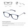NOOZ Lunettes de Lecture - Couleur Bleu Correction +1.00 - Forme Rectangulaire - Pour Homme et Femme - Modèle Bao Collection Ess