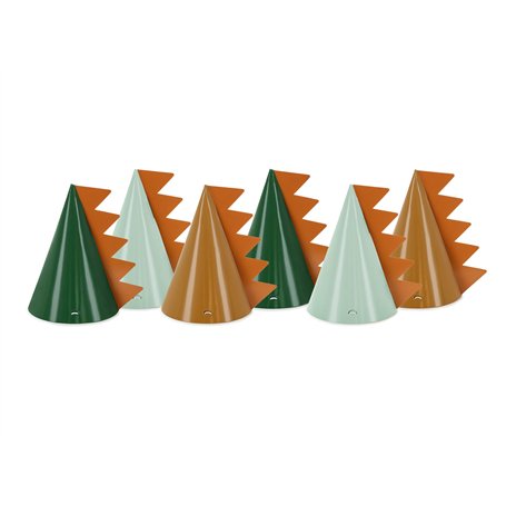 Lot de 6 Chapeaux de Fête Dinosaures 16 cm - Chapeau d'Anniversaire - Décoration d'Anniversaire - Accessoires de Costume - Vert