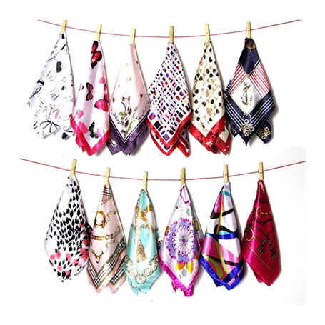 Upstore 10 Pièces Foulard Carré Femmes Carré Motif dImpression Satin de Soie Cheveux Bandeau Mouchoir Echarpe Carré Écharpe de t