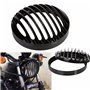 KaTur - Grille de protection noire pour phare - Aluminium - 14,5 cm - Pour Harley