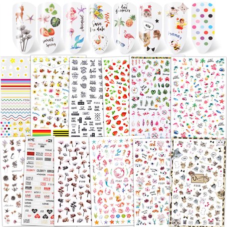 Qpout 1200 + Designs Assortiment Ongles Stickers Autocollants