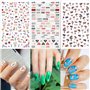 Qpout 1200 + Designs Assortiment Ongles Stickers Autocollants, Fleur Animal Fruit Sirène 3D Nail Art Autocollants Autocollants O