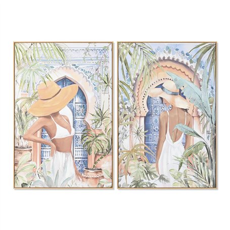 Cadre Home ESPRIT Bleu Marron Vert Beige Tropical chica 80 x 3