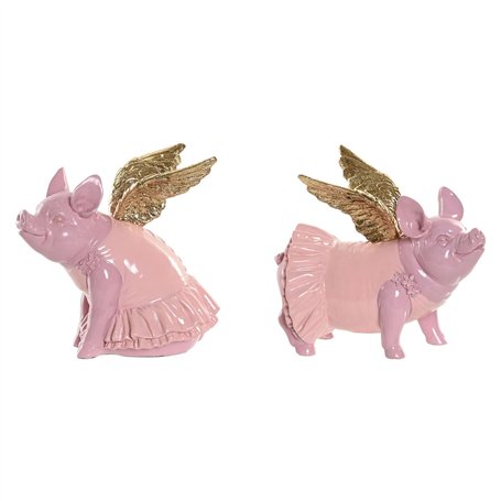 Figurine Décorative Home ESPRIT Rose Cochon 19 x 11 x 17 cm (2 Unités)