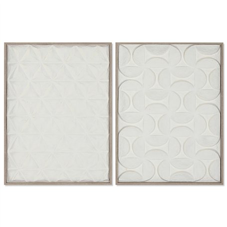 Cadre Home ESPRIT Blanc Naturel Abstrait Urbaine 60 x 3 x 80 cm (2 Unités)
