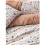 Parure de lit - 1 housse de couette 220 x 240 cm + 2 taies d'oreiller 60 x 60 cm - 100% coton ranforcé - Caramel