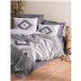 Parure de lit - 1 housse de couette 220 x 240 cm + 2 taies d'oreiller 60 x 60 cm - 100% coton ranforcé - Anthracite