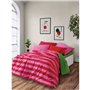 Parure de lit - 1 housse de couette 220 x 240 cm + 2 taies d'oreiller 60 x 60 cm - 100% coton ranforcé - Rose