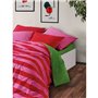 Parure de lit - 1 housse de couette 220 x 240 cm + 2 taies d'oreiller 60 x 60 cm - 100% coton ranforcé - Rose