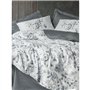 Parure de lit - 1 housse de couette 220 x 240 cm + 2 taies d'oreiller 60 x 60 cm - Satiné 100% coton - Gris
