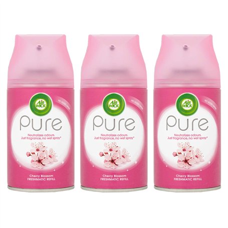 Air Wick Lot de 3 désodorisants en forme de fleur de cerisier pur vaporisateur rafraîchissant 250 ml