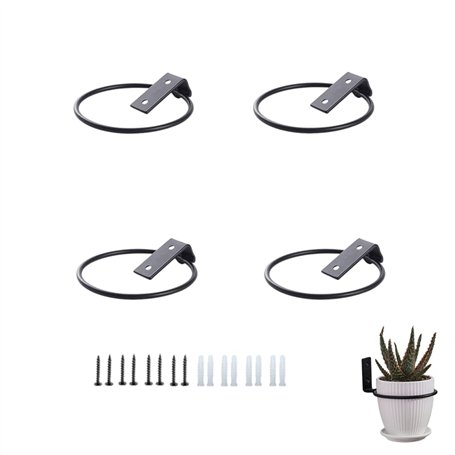 CURTEK Lot de 4 supports muraux pliables en métal pour pot de fleurs de 10