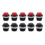 Lot de 10 interrupteurs momentanés à bouton-poussoir momentané - 16 mm - Rouge et noir - 3 A 250 V CA - 2 pôles - Mini interrupt