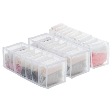 RANYAKE 3 Pièces Organisateur de Tiroir Pliable, Rangement Tiroir pour Chaussettes, Rangement Sous Vetement, pour Chaussettes, S