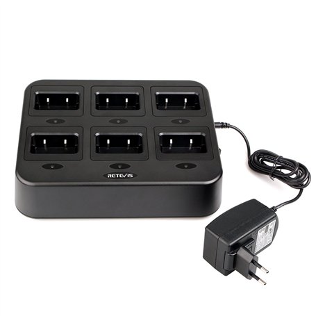 Retevis RT24/RT28/RT21 Talkie Walkie Chargeur à Six Emplacements Charger 6 Radios ou 6 Batteries Pratique et Efficace (1 Pcs)
