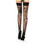 PrettyLoveHose Bas Voile Noir Dentelle Motif Liseron Tatouage Auto-Fixant