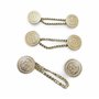 Lot de 3 paires de boutons à coudre (18 mm) or brillant avec motif avec chaîne boutons de chaîne fermeture fermeture décorative