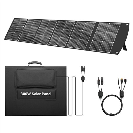 Ecosonique Panneau solaire pliable 300 W DC/QC 3.0 USB-A & USB-C Chargeur de panneau solaire portable avec hub d'alimentation am