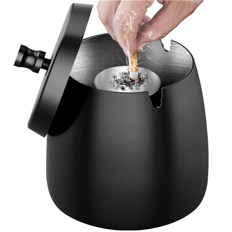 Cendrier Extérieur (10 * 9 * 10cm) - Coupe-Vent Cendrier avec Couvercle