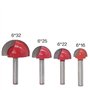 DingGreat 4 Pcs 6mm Tige Routeur Core Box Bits CNC Fraise à Rainure Ronde Outils à Bois 16mm/22mm/25mm/32mm