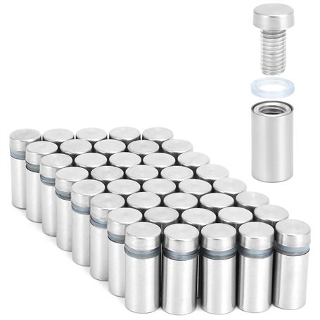 QWORK® Pack de 40 supports de verre en inox entretoises murales 12x25mm pour panneaux publicitaires et photos - intérieur & exté