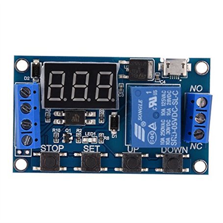 Akozon DC 6V ~ 30V Module de Relais de Minuterie de Temporisation avec affichage LED Digitale Micro USB 5V