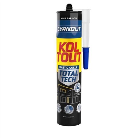 Colle de fixation et d'étanchéité - CYANOLIT - Total tech - Noir - Cartouche 290 ml - Polyvalente - Haute résistance et flexible