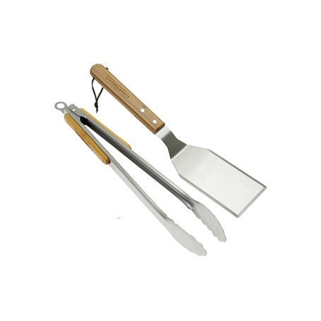 Campingaz Ensemble d'ustensiles de Barbecue avec Pince et spatule | Acier Inoxydable et Bois de Bambou Massif | Idéal pour Les F