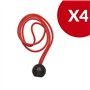 THIRARD - Lot de 4 tendeurs en caoutchouc à boules, 4mmx40cm, rouge
