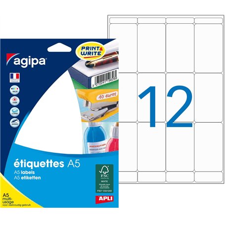 Etui A5 192 étiquettes blanches 56*34 mm