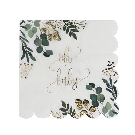 Artifetes 16 Serviettes Papier IMPRIMÉ Oh Baby VÉGÉTAL 33CM