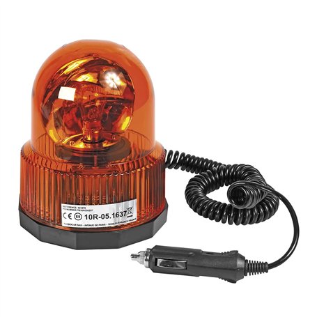 OROK - Gyrophare aimanté 12v Orange (magnétique) - Prise Allume Cigare - Long. câble : 3M - Norme CE - Engins travaux publics et