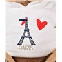 DOUDOU ET COMPAGNIE - Porte-Clés Peluche Ours Paris avec T-Shirt Tour Eiffel & Petit Cœur - 14cm - Mini Peluche à Attacher sur S