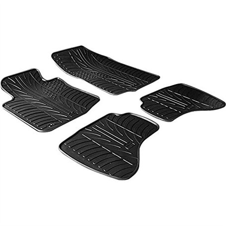 Set tapis de caoutchouc compatible avec Citroen C1 / Peugeot 107 / Toyota Aygo 2005-2009 (T profil 4-pièces + clips de montage)