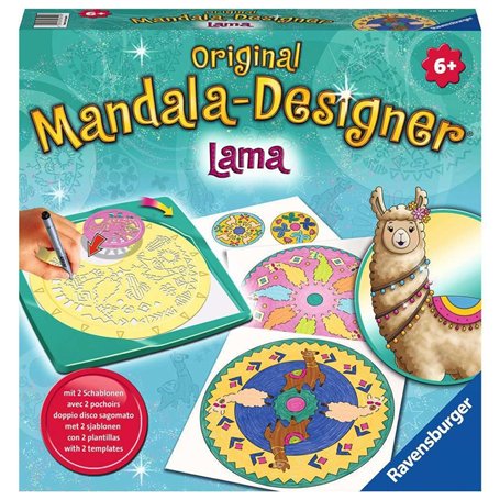 Ravensburger – Mandala Designer – Dessin – Loisir créatif – Pochoirs – Crayons de Couleur Inclus – Lama – Activité créative – En