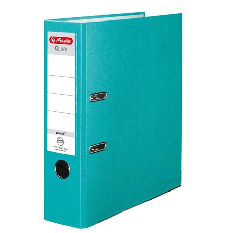 Herlitz® Q.File Classeur de documents A4 | Dos 8cm | Étiquette bilatérale remplaçable | Mécanisme de sonnerie à 2 anneaux avec b