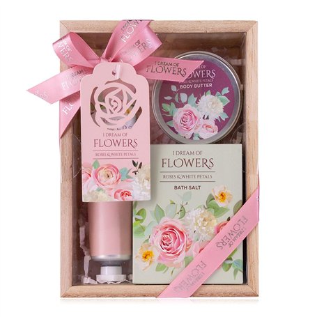 Accentra - Coffret de bain coffret cadeau femme I RÊVE DE FLEURS dans un joli coffret cadeau - Coffret de soins 3 pièces avec cr
