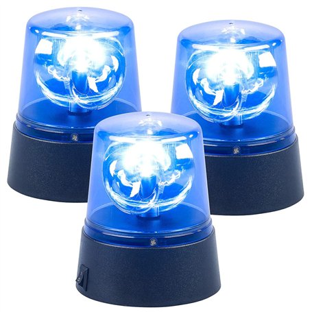 3 lampes gyrophare bleu à LED [Lunartec]