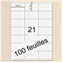 Printation 3481 4473 Lot de 10500 étiquettes autocollantes blanches vierges à imprimer – 500 feuilles DIN A4 de 3x7 21 70x41 – é