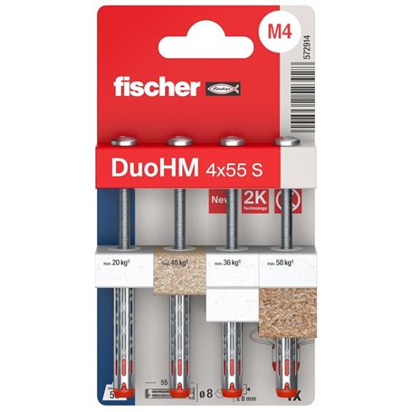 fischer - Cheville Bi-Matière DuoHM 4 x 55 pour Corps Creux
