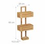 Relaxdays Serviteur de douche en bambou H x l x P: 65 x 28 x 15,5 cm 3 étages compartiments panier corbeille à suspendre étagère