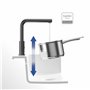 Robinetterie Villeroy & Boch Steel Shower, haute pression, robinet avec douchette extractible et rotation 360°, robinetterie éco