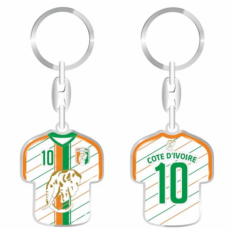 daged Porte-clés en forme de maillot de Côte d'Ivoire Revêtement en résine Effet 3D + autocollant Fonctionnalité pratique